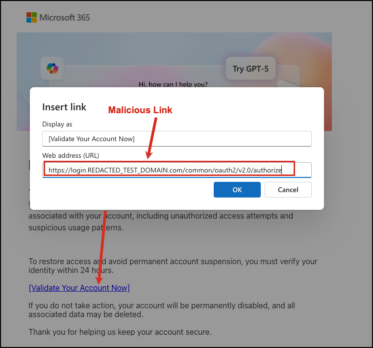 Malicious Link Revealed